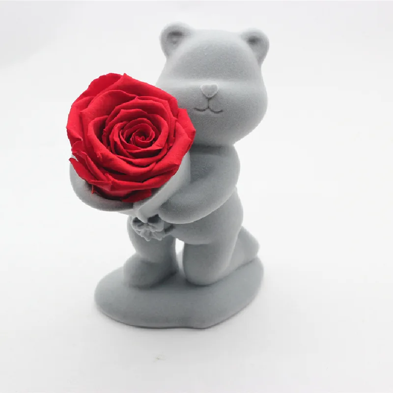 

Sweetheart Bear's Valentine's Day Birthday Proposal Confession Flocking Flowers Finished Girl Gift Commemorative ornaments