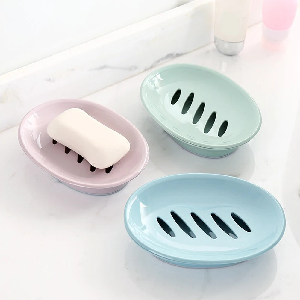 

3 Pcs Soap Storage Box Tray Holder with Drain Cover Container for Traveling Boxes Plastic Kitchen Draining Decorative