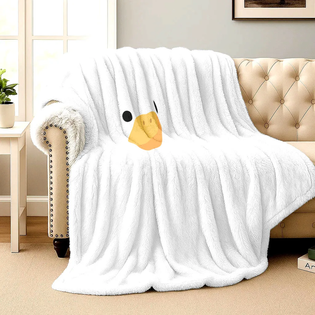 Flannel Blanket, 2D Printed Duck Animal Cartoon Cute Fun Question Mark Throw, Perfect for Birthdays/Holidays, Versatile for Sofa