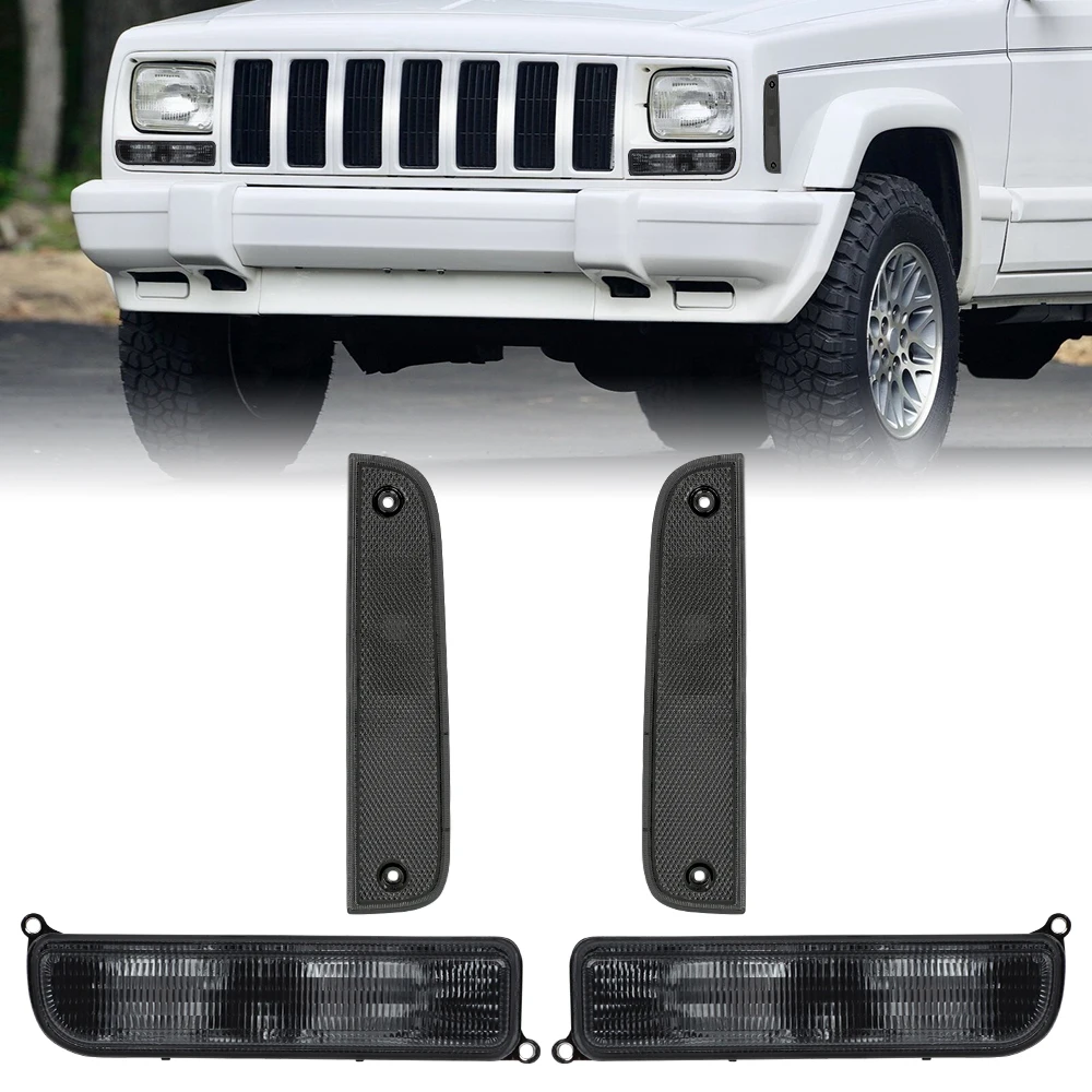 

Signal Light For Jeep XJ 1997-2001 Combo Smoke Bumper Turn Signal Corner Side Marker Lamps Left Right Side Corner Bumper Lights