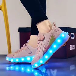 Roller Skate Shoes Kid 4 Wheels Sneaker Children Girl Fashion Gift Sports Casual Led Lighted Up Footwear Boy Boots