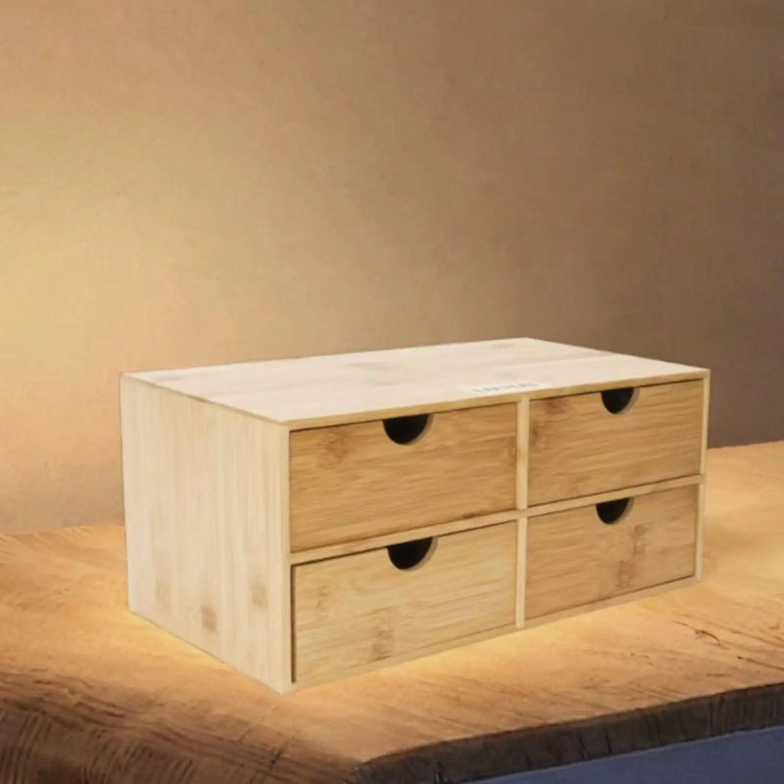 

Desktop Drawer Tabletop Storage 4 Drawers Natural Crafts Wooden Desk Organizer for Living Room Dresser Home Office Counter