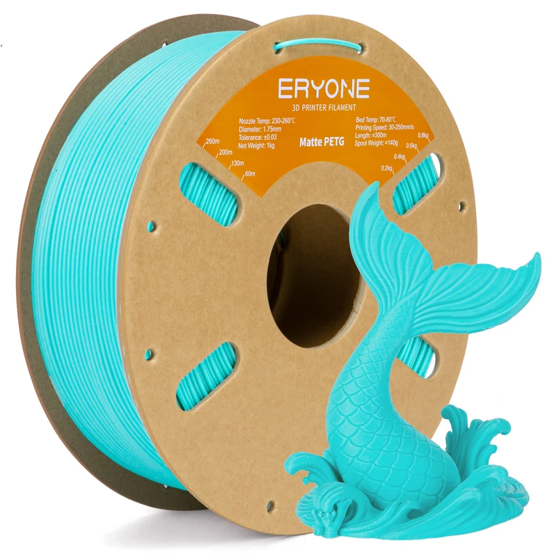 ERYONE 1KG PETG Mattes Filament 1,75mm, 3D-Drucker-Filament mit Matter Oberfläche, Starke Schicht-Haftung, 1kg Spule