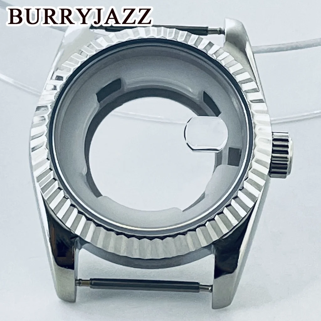 BURRYJAZZ 31mm NH05 NH06 Watch Case Silver Stainless Steel Case With Sapphire Crysta Waterproof