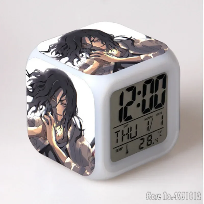 애니메이션 도쿄 키즈 쿨 알람 시계 창의적인 학생용 8x8x8cm LED 큐브 컬러풀 라이트 디스플레이 시간 주 월 표시