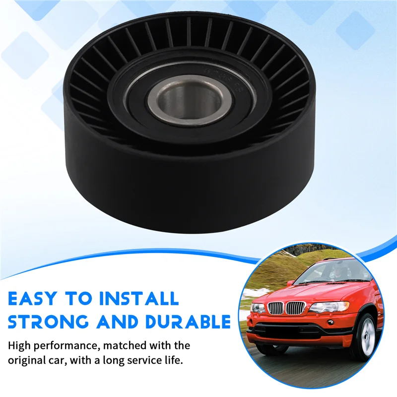 A45F-Fan Belt Tensioner Pulley V Ribbed Idler For BMW E46 E39 E38 E36 E53 11281433571