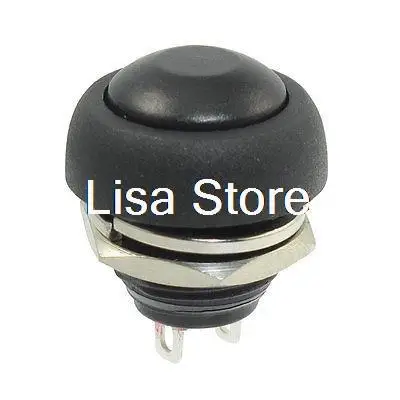 

2-контактные клеммы, 12 мм, резьбовой SPST, черный кнопочный переключатель, 250 В переменного тока, 3 А