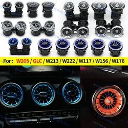 3/64 Color Car LED Air Outlet Vents For Mercedes-Benz C GLC Class W205 X253 W213 W222 W117 X156 W176 Turbo Nozzle Ambient Light