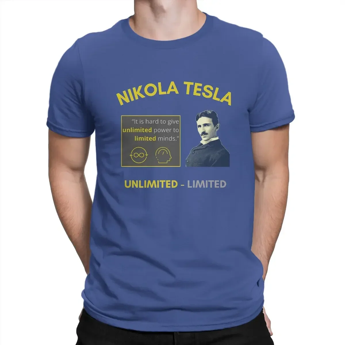 fashion manga Nikola Tesla Men's TShirt unlimited power to limited minds Individuality T Shirt Graphic Streetwear New Trend