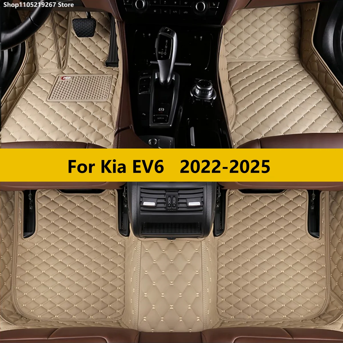 

For Kia EV6 2022 2023 2024 2025 Auto Front Rear Row Full Set Leather Carpet Pads Foot Mat
