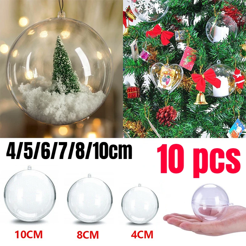 Christmas Transparent Ball Plastic Fillable Bauble Xmas Tree Hanging Ornaments Home Decoration for Home Wedding Party Gift Box