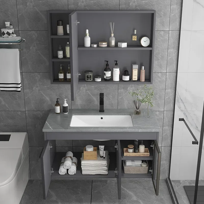 Modern Bathroom Cabinets With Smart Mirror Slate Ceramic Washbasin Bathroom Vanity Sink Cabinet Bathroom Furniture