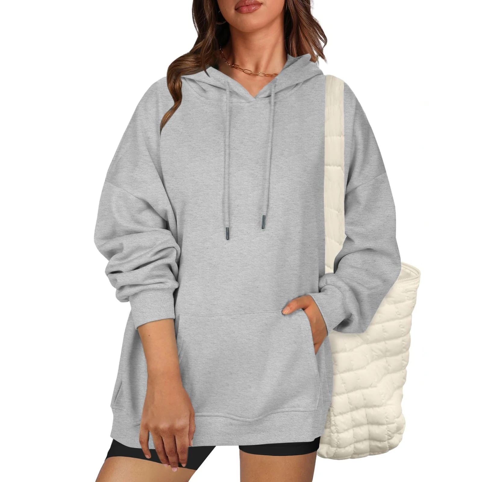 เสื้อฮู้ดแขนยาวแฟชั่นสีพื้นสำหรับผู้หญิงปี 2025 เสื้อผ้าฤดูหนาวสำหรับผู้หญิง เสื้อผู้หญิง เสื้อฮู้ดผู้หญิง