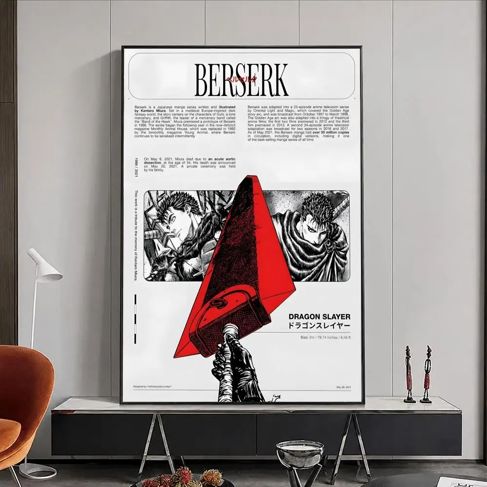 Anime Berserk Poster, Poster, Wandaufkleber, wasserfest, selbstklebend, HD-Kunst, Schlafzimmer, Bar, Dekoration – Detail 18