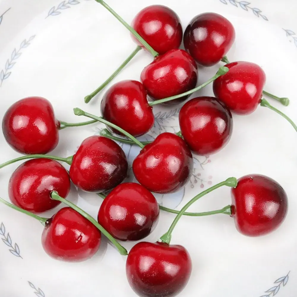 

Foam Lifelike Mini Food Crafts Fruit Model Red Cherries Artificial Cherries Faux Cherry