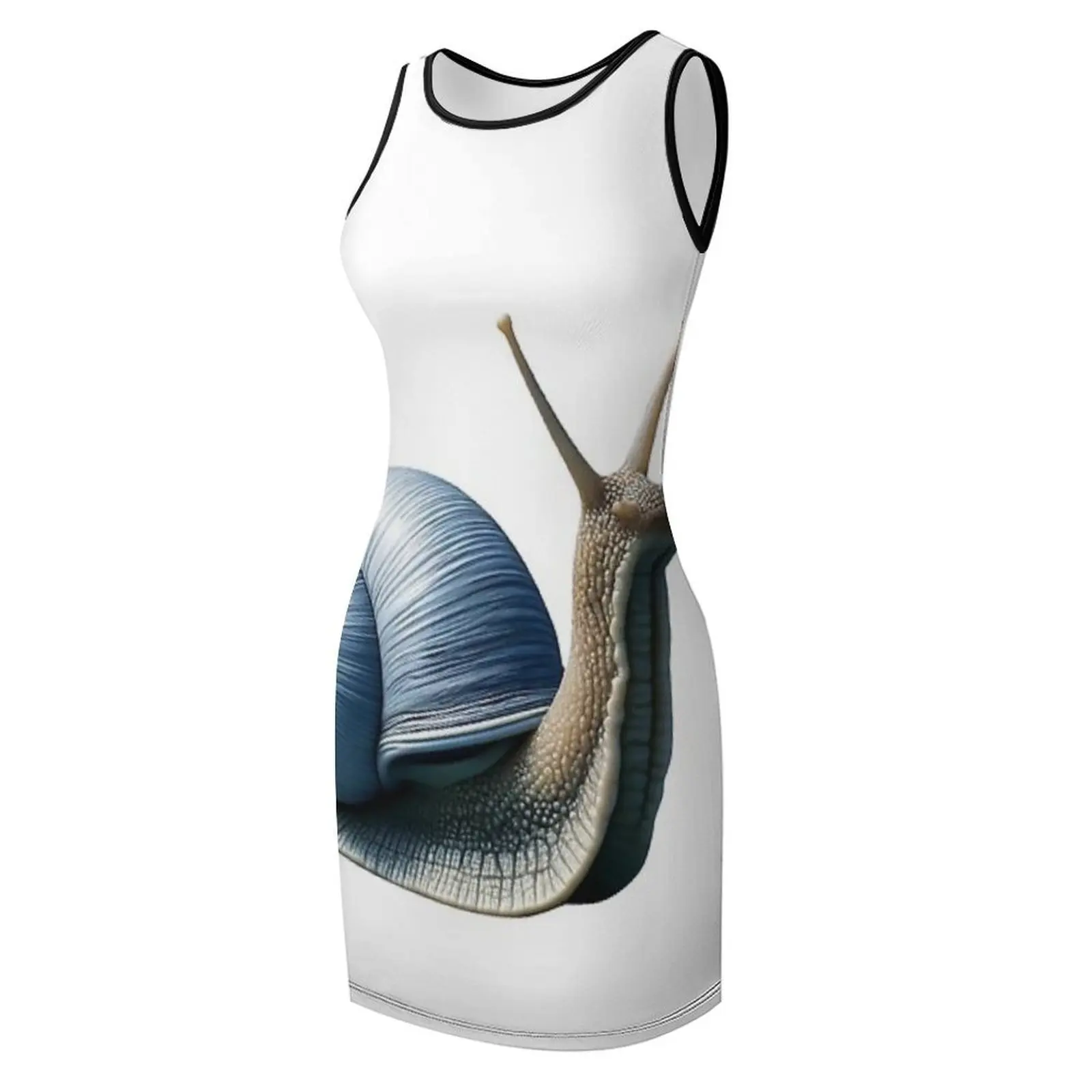 رسم واقعي للحلزون مع قشرة مزرق فستان صيفي بدون أكمام فساتين صيفية للنساء 2025 كوكتيل من الفساتين