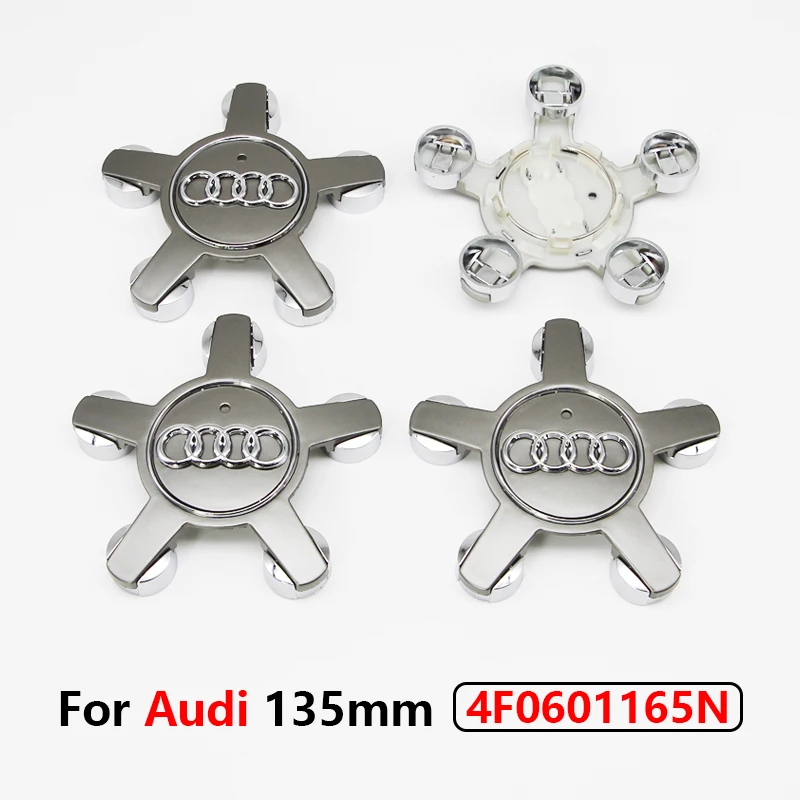 4pcs 135MM Car Hub Caps 8R0601165 4F0601165 For Audi A4 A5 A6 A7 Q3 Q5 A3 S5 Accessories Auto Wheel Center Cap Hubcap Rim Covers