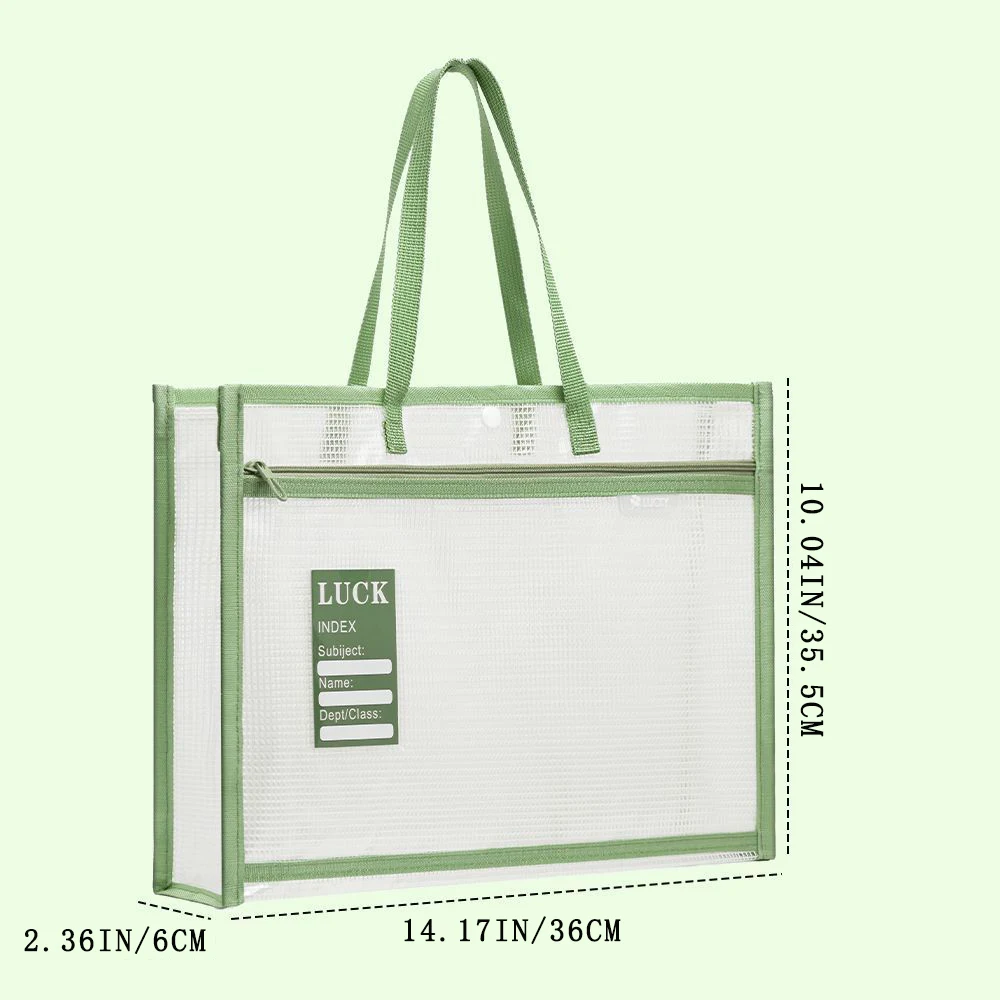 A4 three-dimensional subject classification file bag, thickened zipper double-layer large capacity mesh storage bag