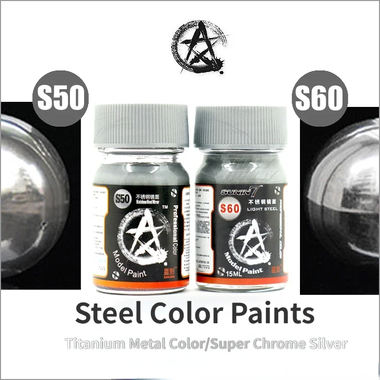 SUNIN7 S50/S60 15ml Super Professional Steel Color Oil Paint Plastic Model Painting Pigment for Model Coloring Spraying Tool DIY