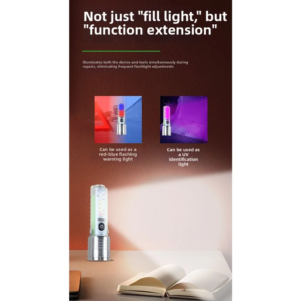 Rechargeable LED Flashlight 450 Lumens Compact Waterproof 8 Light Modes Adjustable Beam For Camping And Hiking