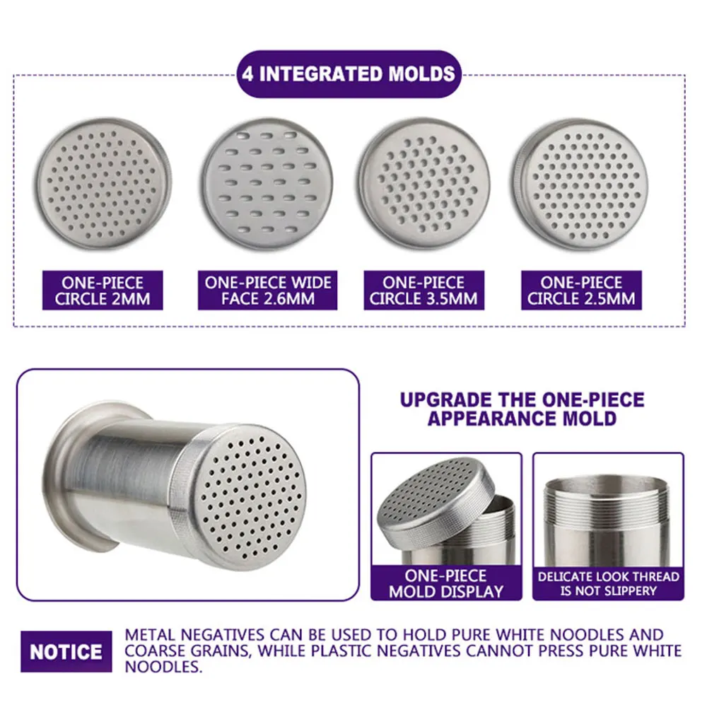 ماكينة ضغط المعكرونة من الفولاذ المقاوم للصدأ متعددة الوظائف ماكينة صنع المعكرونة المنزلية ماكينة صنع المعكرونة
