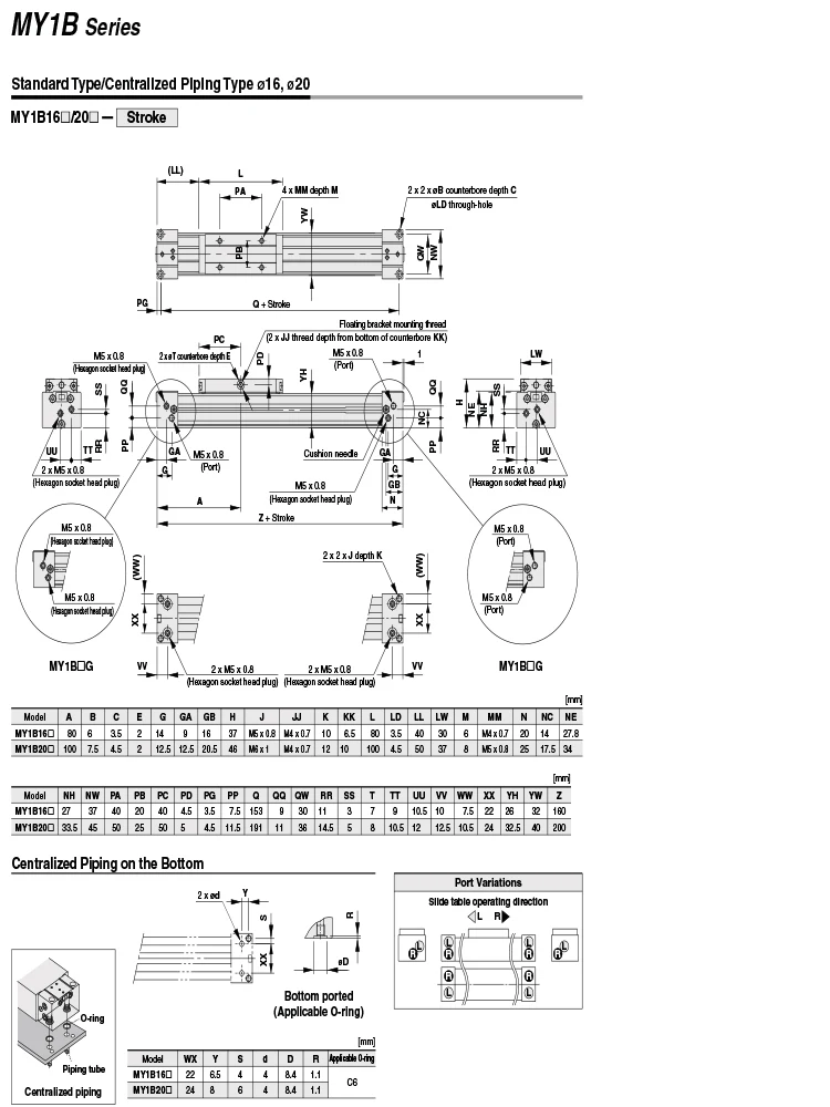 Mechanischer kolbenstangenloser Zylinder der Marke AFR MY1B16-100 MY1B20-200 MY1B25-300 MY1B32-400 MY1B40-500 MY1B40-600 MY1B16-700 MY1B20-800 – Detail 6