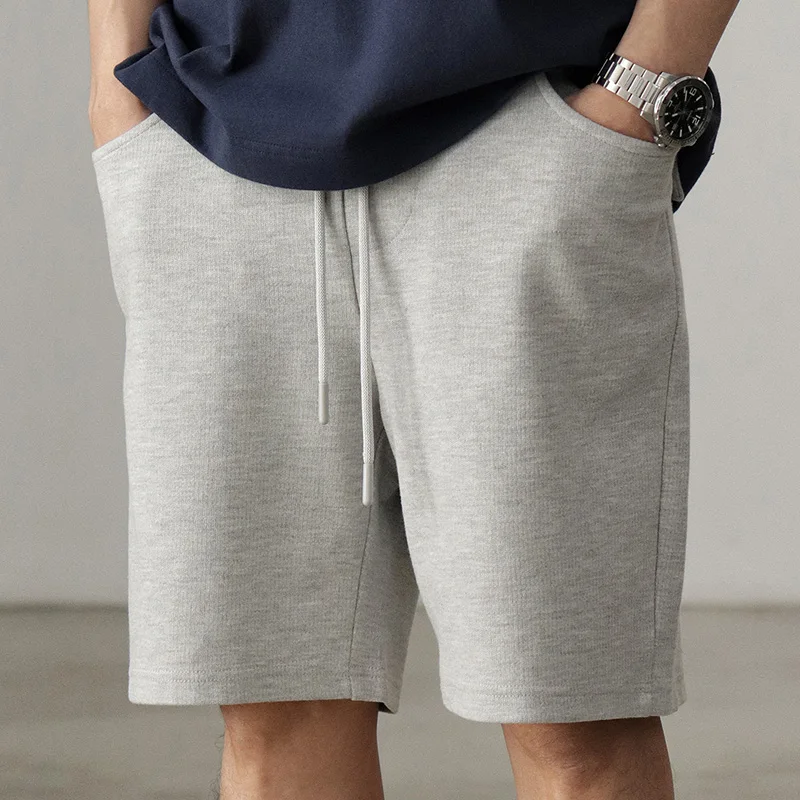 5923# Summer New Japanese Retro Knitted Sports Shorts Men's Pure Cotton Washed Drawstring Beach Loose Casual 5-point Sweatpants