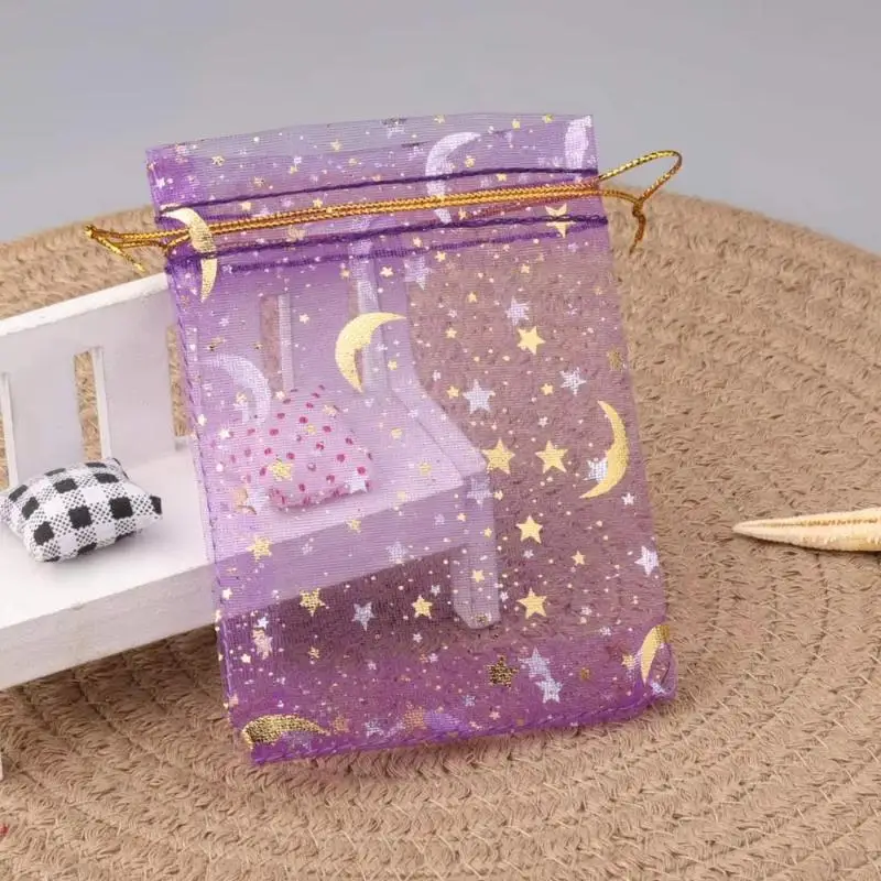 10 Stück 5 Größen Mond-Stern-Organza-Geschenktüten Schmuckbeutel Hochzeitsparty-Süßigkeitentüten Schmuckverpackung Großhandel Aufbewahrungsbeutel – Detail 5