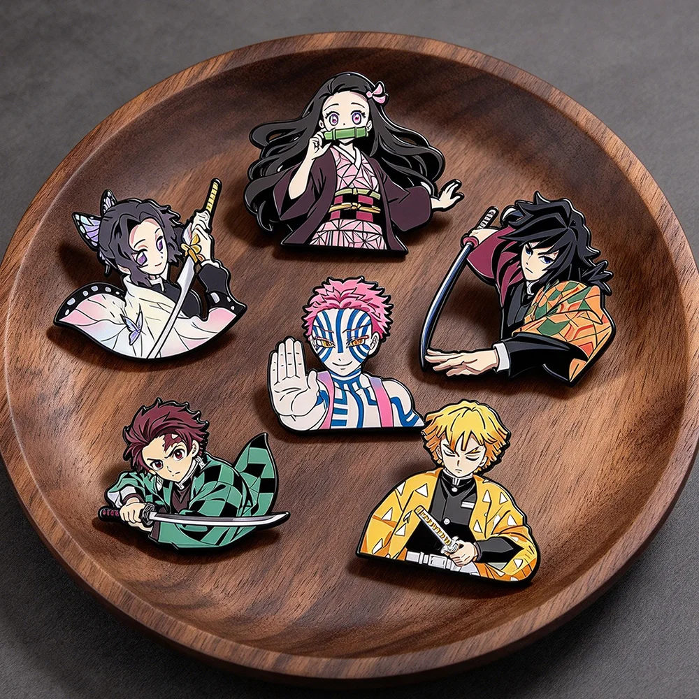 7Pcs Cartoon Samurai Character Enamel Pins Set Metal Lapel Brooch Badges for Backpack Jacket Clothing Decor Collectible Gift