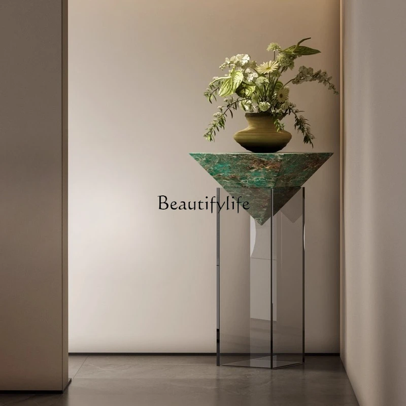 

High-end Italian minimalist marble suspended coffee table hotel display stand floor light luxury decoration ornament