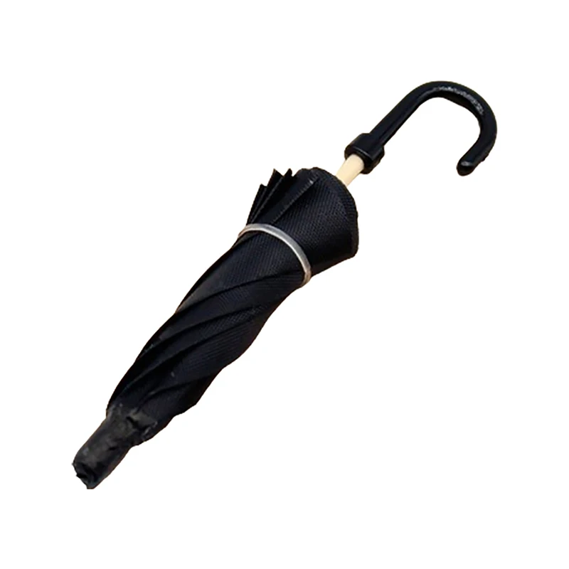 Symulacja domku dla lalek Mini czarny parasol może otworzyć Retro miniaturowa scena Ozdoba Czarny parasol