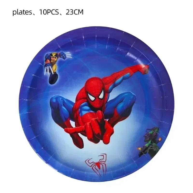 Marvel Kids Birthday Party Spider-Man themed disposable tableware flag background cloth