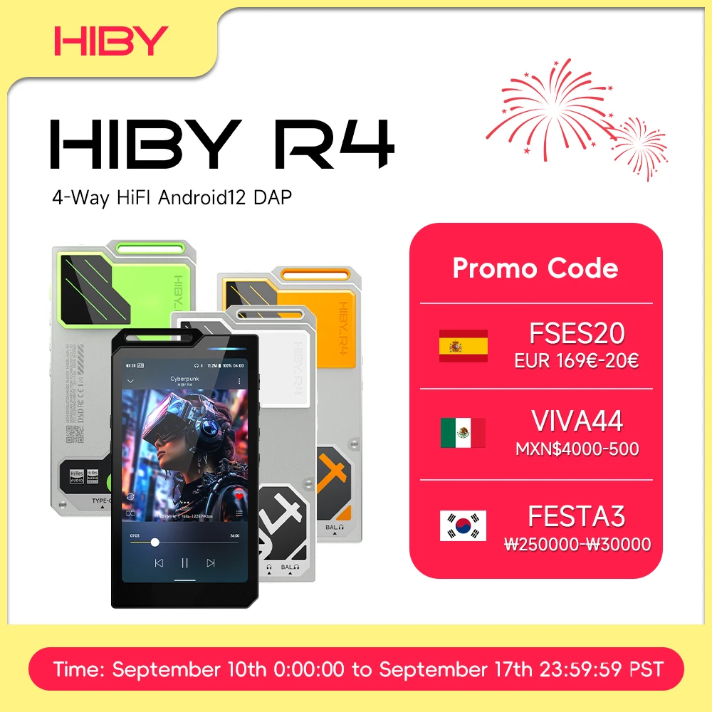 

HiBy R4 Snapdragon 665 ES9018Q2M*4 Android12 HiFi Music Player MP3 Audio Bluetooth WiFi DSD MQA USB DAC Headphone AMP 11hr 4.7''