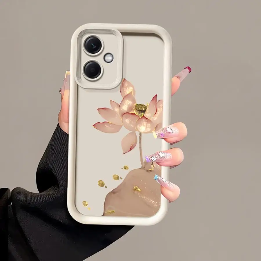 حافظة هاتف لهاتف Xiaomi Redmi 12 A3 A4 13 A1 A2 Plus غطاء ناعم بنمط اللوتس الكرتوني