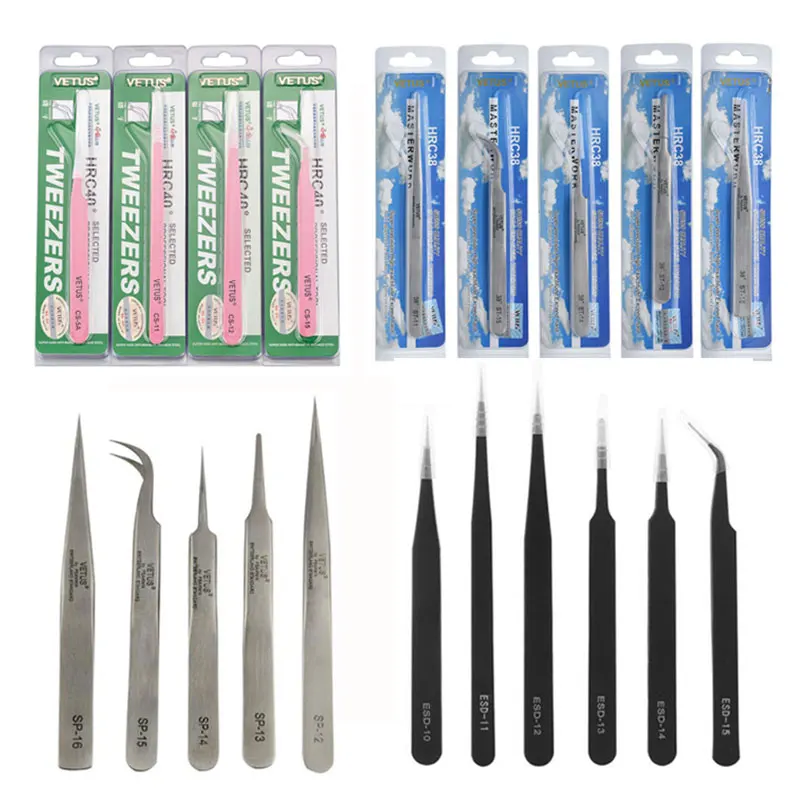 Stainless Steel Eyelashes Tweezers Anti-static High Precision Tweezers Professional Volumn Lash Extension Makeup Tool