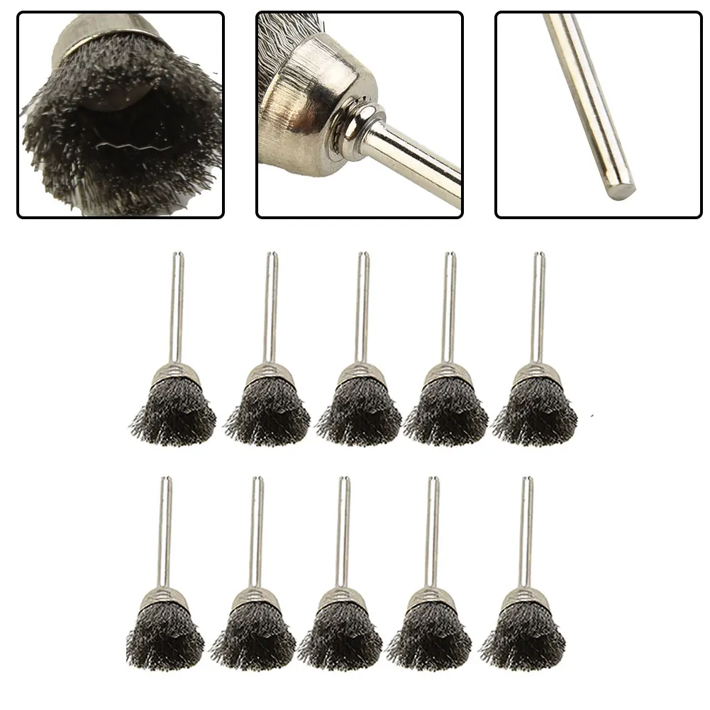 Foundry Wire Brush Automotive Silver Aerospace Plant maintenance Set 10Pcs Mini Brushes Brass Cup Stainless Steel
