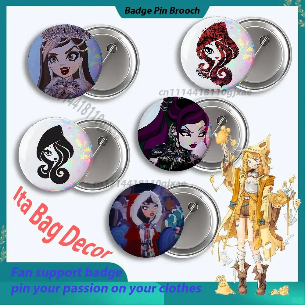 Raven Queen EAH Ever After High Badges25 32 44 58 75mm Round Cosplay Pin Bag Decor Fans Collect Friends Gifts Brooch Souvenir