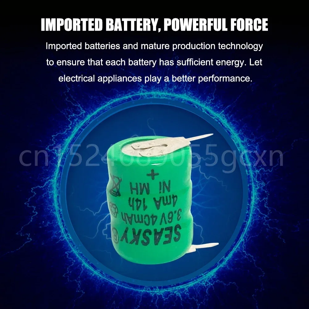 แบตเตอรี่ Ni-MH ชาร์จได้3.6V 40mAh พร้อมหมุดบัดกรีสำหรับนาฬิกาพลังงานแสงอาทิตย์ปฏิทินไฟ LED มิเตอร์ของเล่น