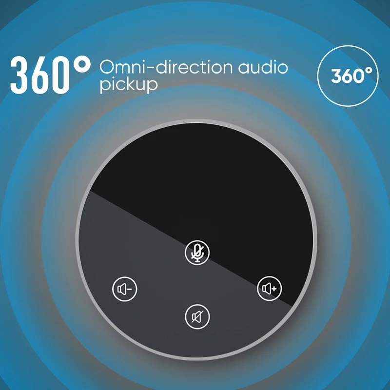 Microfone de conferência USB com alto-falante, alto-falantes, botões de contato do sensor, volume mudo