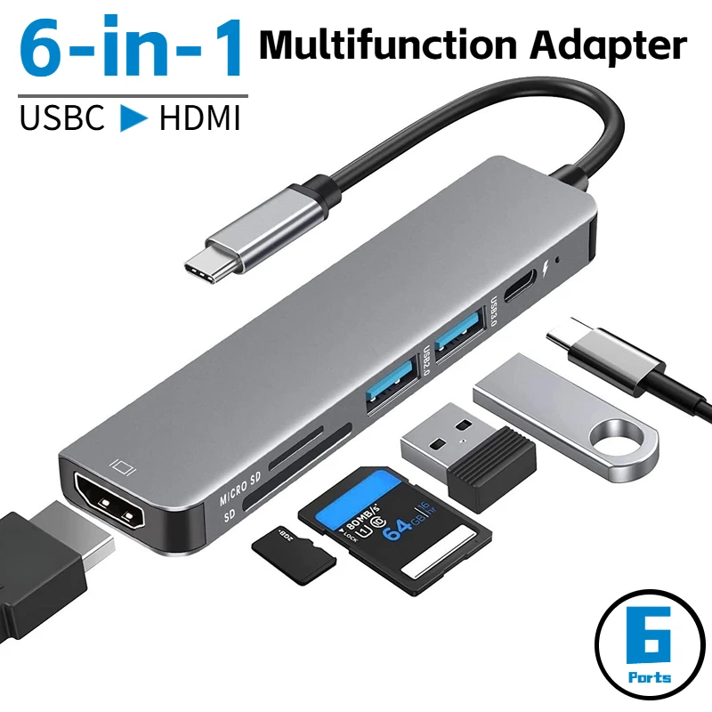 USB C HUB 4K 30 هرتز نوع C إلى HDMI متوافق USB 3.0 محول 7 في 1 نوع C HUB Dock PD 87 واط USB C الفاصل لماك بوك برو اير #1