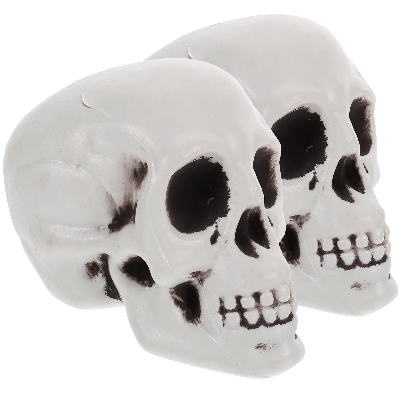 

2pcs Decor Halloween Skull Artificial Scared Lightweight Plastic Skull Party Masquerade Props Desktop Ornament Halloween Cosplay