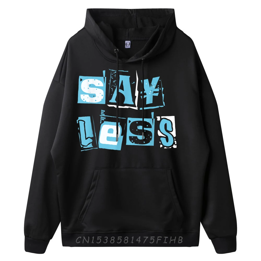 Outdoor Blue Say Less Blue Color Hoodies Funky Printed Long Sleeve Round Neck Oversized Sweatshirt Men's Cool Clothes
