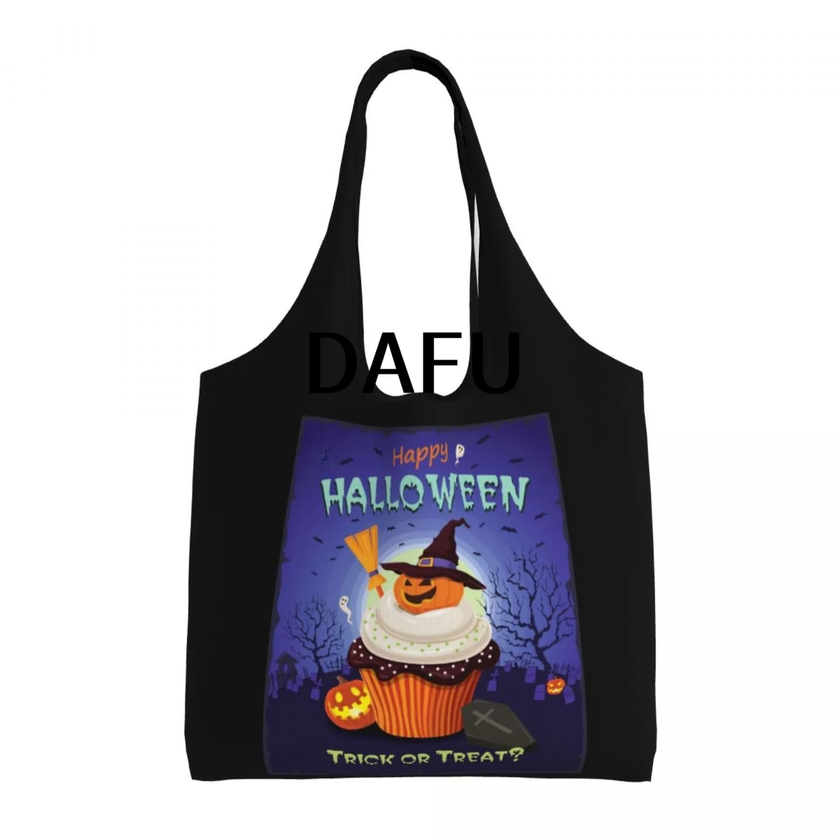 

Happy Halloween Funny Halloween Print Cotton Tote Bag - Casual Commuter Shoulder Bag for Work Grocery Shopping Trick or Treat