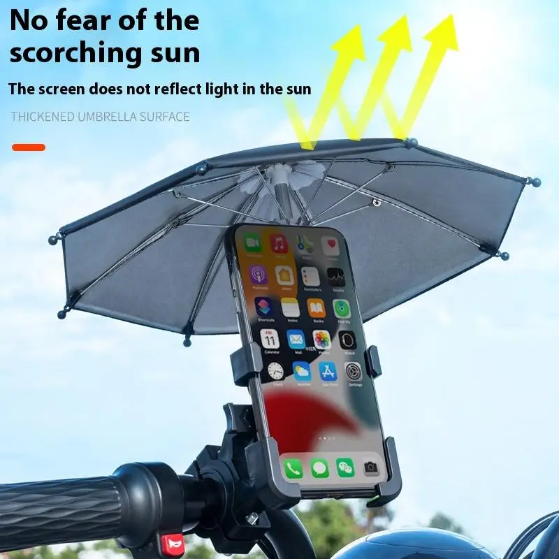 1Pcs Motorcycle Mobile Phone Holder Stand & Umbrella Rainproof Sunshade Bicycle Outdoor Scooter Phone Clip Handlebar Mount