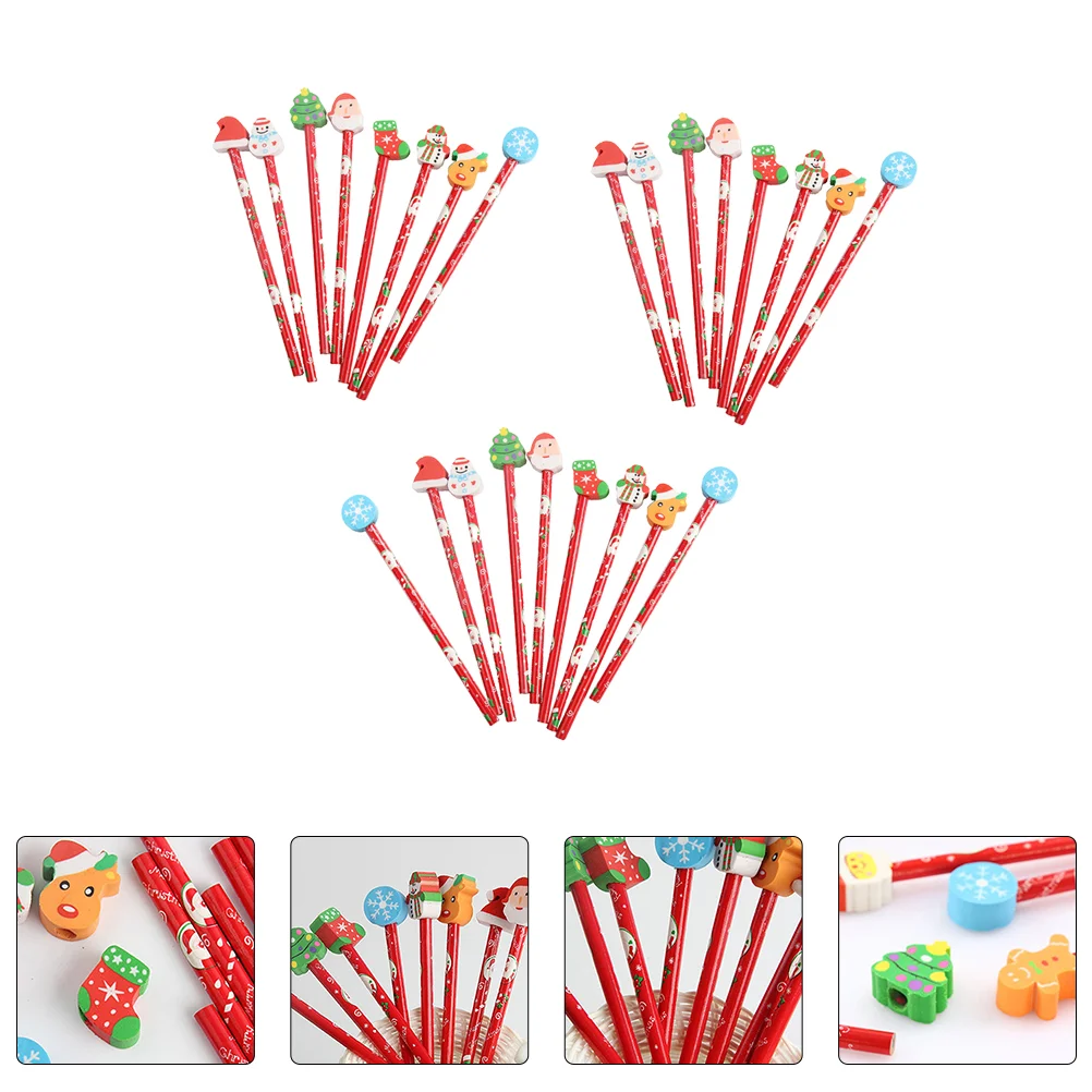 

25 Pcs Christmas Pencil Pencils for Kids Stationery School Supplies Kit with Eraser Wood Child