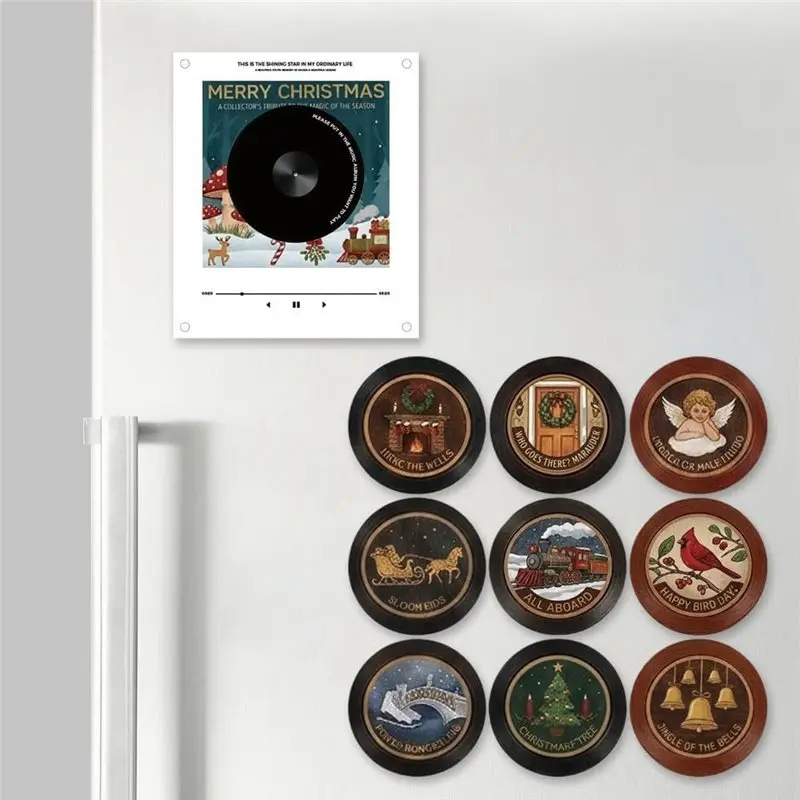 TFORU-Xmas Magnetic Music Fridge Magnet Vintage Vinyl Record Refrigerator Magnets Enabled For Refrigerator Decor