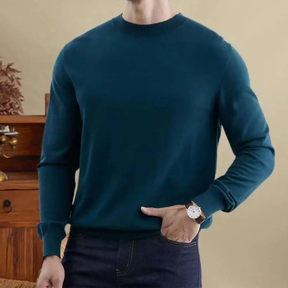 남성용 멀티 컬러 심플 홈 풀 옴므 스웨터, 2024 가을 양모 니트 스웨터, 캐주얼 소셜 클럽 의상, 헤렌 풀오버
