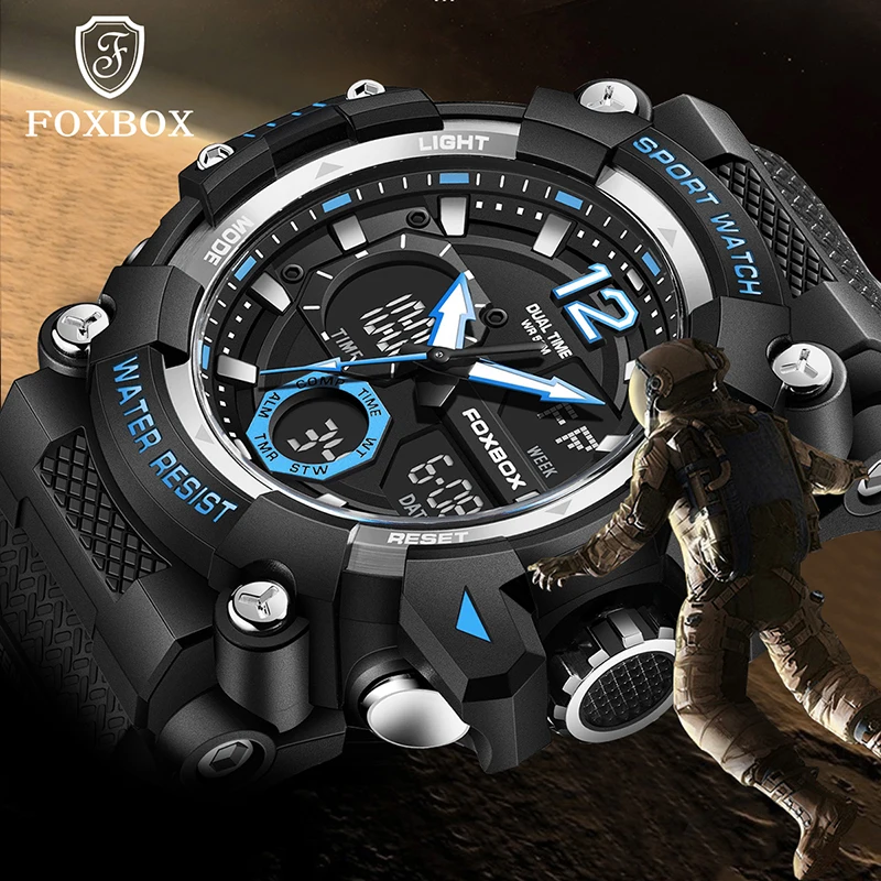 

FOXBOX Top Luxury Digital Watch Mens LIGE Fashion Men Sports Luminous Watch 50m Waterproof Military Wristwatch Male Reloj Hombre