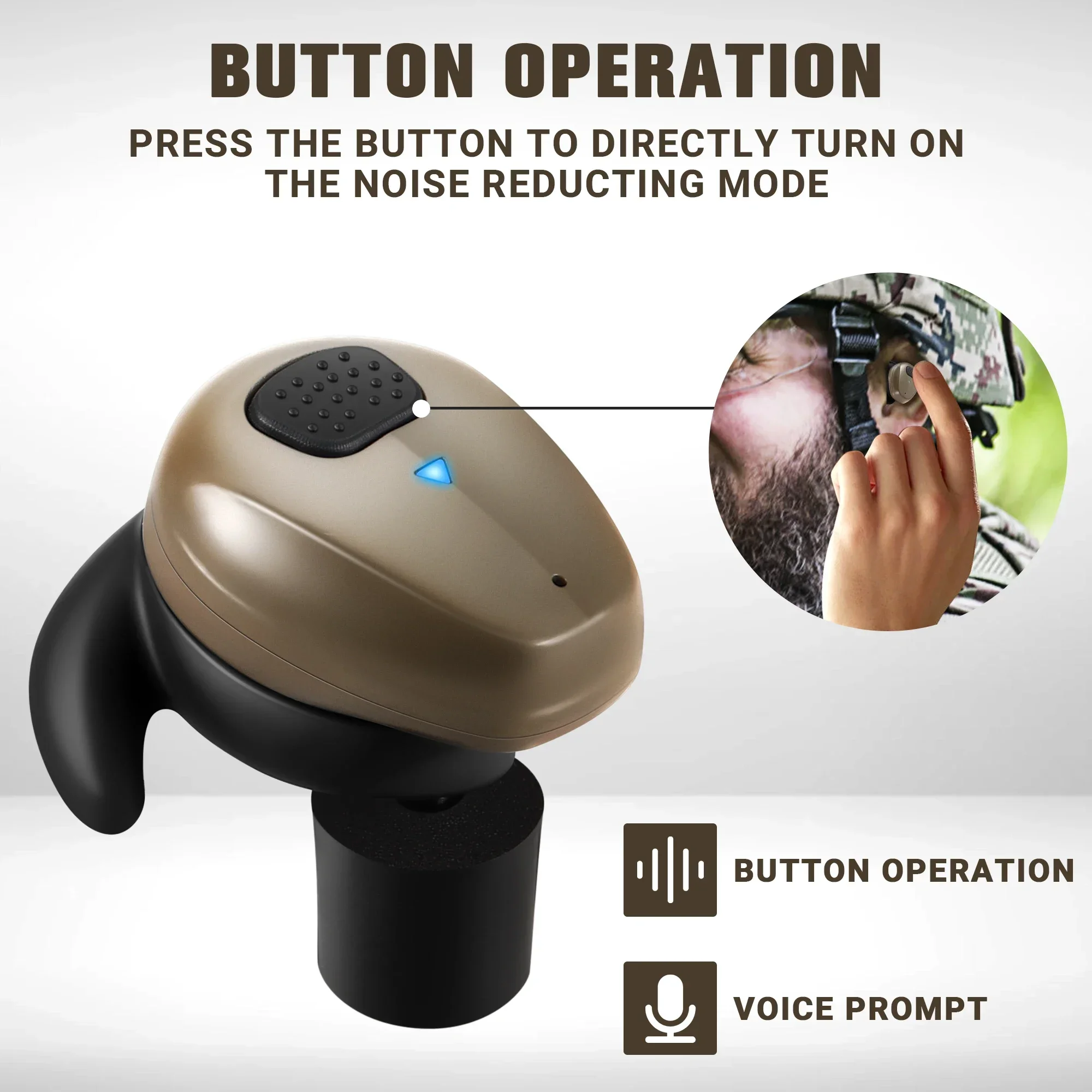 Electronic Shooting NRR27dB Bluetooth5.3 Noise Reduction Earplugs Sound Amplification Noise Cancelling Hearing Protection Earbud