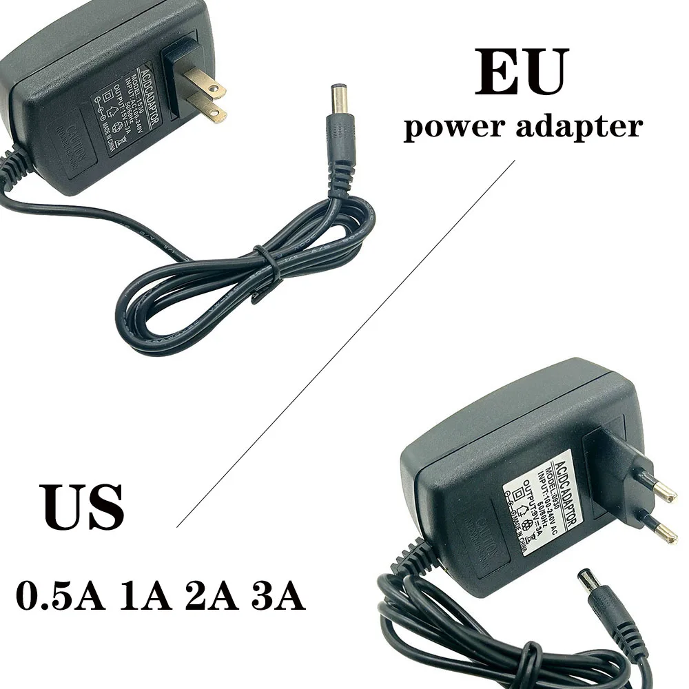 DC110-240V AC to DC Power Adapter for Charger 3V 4.5V 5V 6V 7.5V 9V 12V 0.5A 1A 2A 3A EU US plug 5.5 mm x 2.1 mm 2pcs
